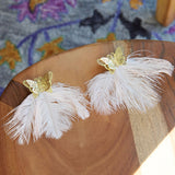 Dana Butterfly Glam Feather Earrings - Blush,Earrings, Sassy Jones,