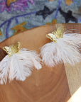 Dana Butterfly Glam Feather Earrings - Blush,Earrings, Sassy Jones,