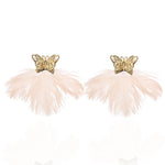 Dana Butterfly Glam Feather Earrings - Blush,Earrings, Sassy Jones,