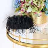 Dana Ostrich Feather Clutch Bag - Black Pearl,Handbags, Sassy Jones,