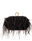 Dana Ostrich Feather Clutch Bag - Black Pearl,Handbags, Sassy Jones,