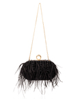 Dana Ostrich Feather Clutch Bag - Black Pearl,Handbags, Sassy Jones,