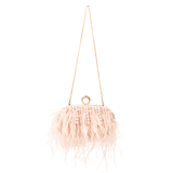 Dana Ostrich Feather Clutch Bag - Blush Pearl,Handbags, Sassy Jones,