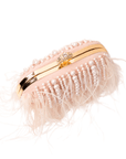 Dana Ostrich Feather Clutch Bag - Blush Pearl,Handbags, Sassy Jones,