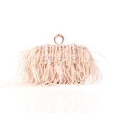 Dana Ostrich Feather Clutch Bag - Blush Pearl,Handbags, Sassy Jones,