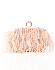 Dana Ostrich Feather Clutch Bag - Blush Pearl,Handbags, Sassy Jones,