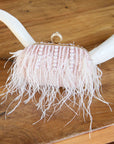 Dana Ostrich Feather Clutch Bag - Blush Pearl,Handbags, Sassy Jones,