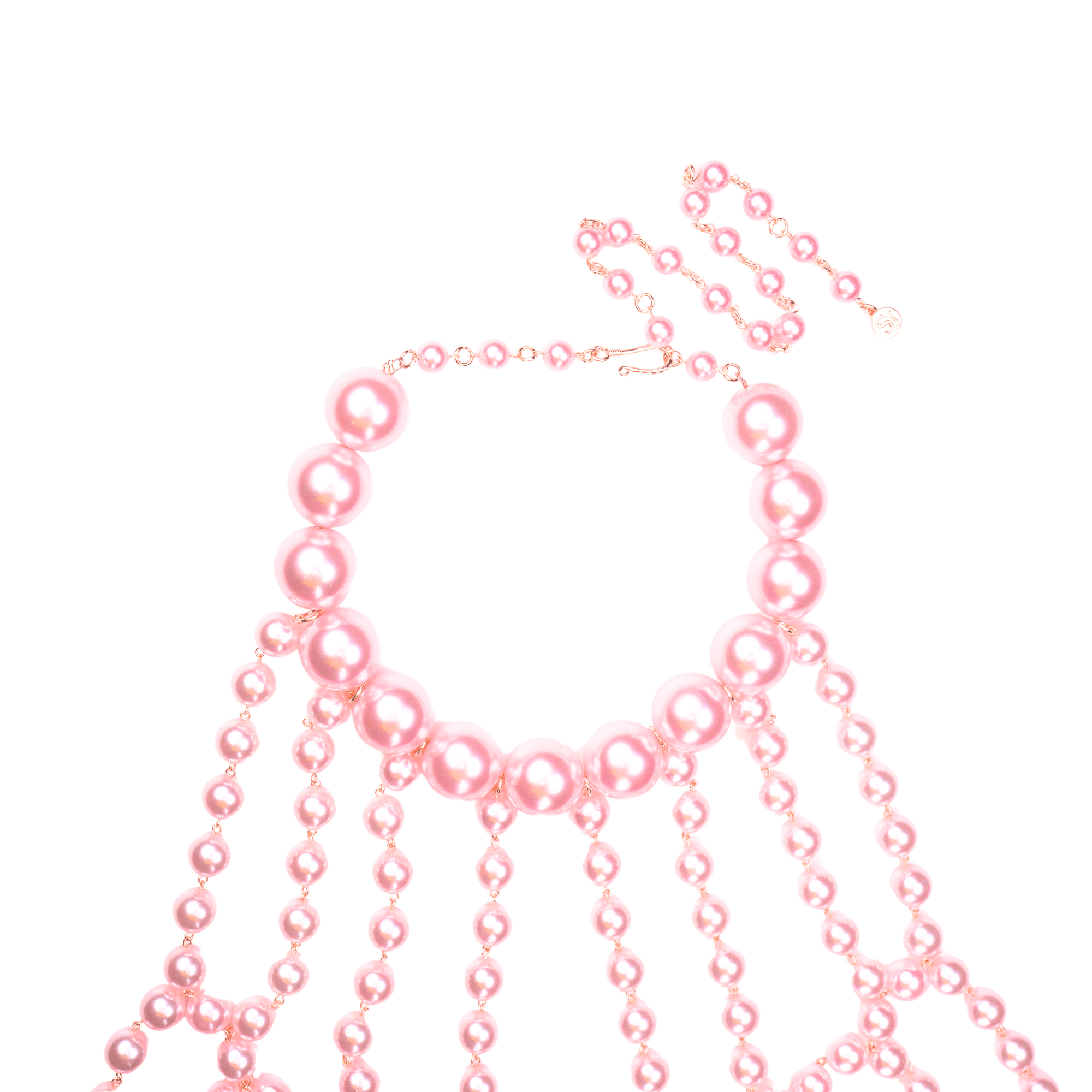 Diamonique Body Chain - Pink Pearl,Necklaces, Sassy Jones,