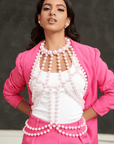 Diamonique Body Chain - Pink Pearl,Necklaces, Sassy Jones,