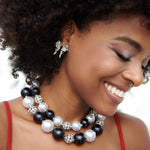 Diamonique Pearl Jewelry  Diamonique Statement Jewelry Black & White Pearl Statement Jewelry Diamonique Pearl  Black & White Pearl Jewelry Set