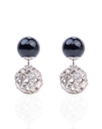 Diamonique Crystal Double Studs - B/W Pearl,Earrings, Sassy Jones,