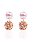 Diamonique Crystal Double Studs - Pink Pearl,Earrings, Sassy Jones,