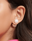 Diamonique Crystal Double Studs - White Pearl,Earrings, Sassy Jones,