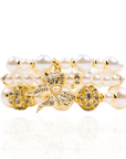 Diamonique Dainty 3pc Stretch Bracelet Stack - White Pearl,Bracelets, Sassy Jones,