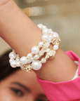 Diamonique Dainty 3pc Stretch Bracelet Stack - White Pearl,Bracelets, Sassy Jones,