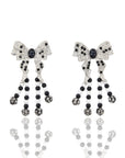 Diamonique Dainty Bow Dangles - B/W,Earrings, Sassy Jones,