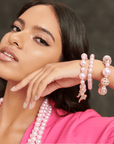 Diamonique Dainty Pearl 3pc Stretch Bracelet Stack - Pink Pearl,Bracelets, Sassy Jones,