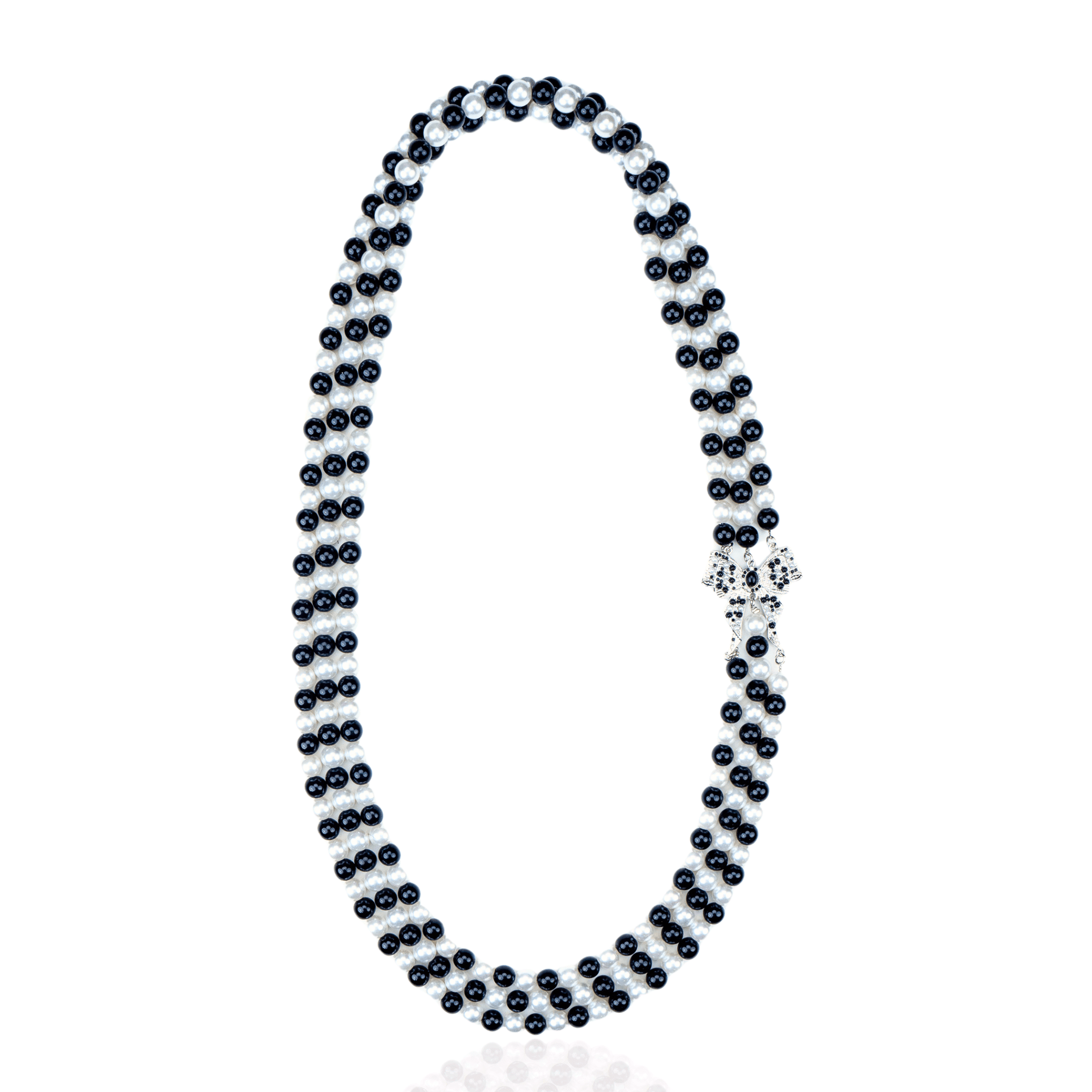 Diamonique Long Dress Chain - B/W Pearl,Necklaces, Sassy Jones,