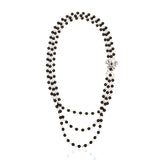 Diamonique Long Pearl Dress Chain - B/W