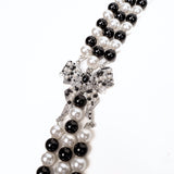 Diamonique Long Pearl Dress Chain - B/W