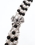 Diamonique Long Dress Chain - B/W Pearl