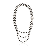 Diamonique Long Pearl Dress Chain - B/W,Necklaces, Sassy Jones,