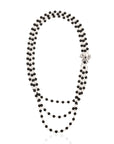 Diamonique Long Pearl Dress Chain - B/W,Necklaces, Sassy Jones,