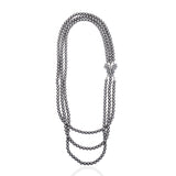 Diamonique Long Pearl Dress Chain - Gray Bow