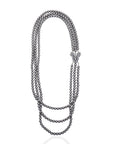 Diamonique Long Dress Chain - Gray Pearl