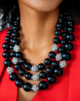 Diamonique Pearl 2 - in - 1 Chunky Necklace - Black Pearl,Necklaces, Sassy Jones,