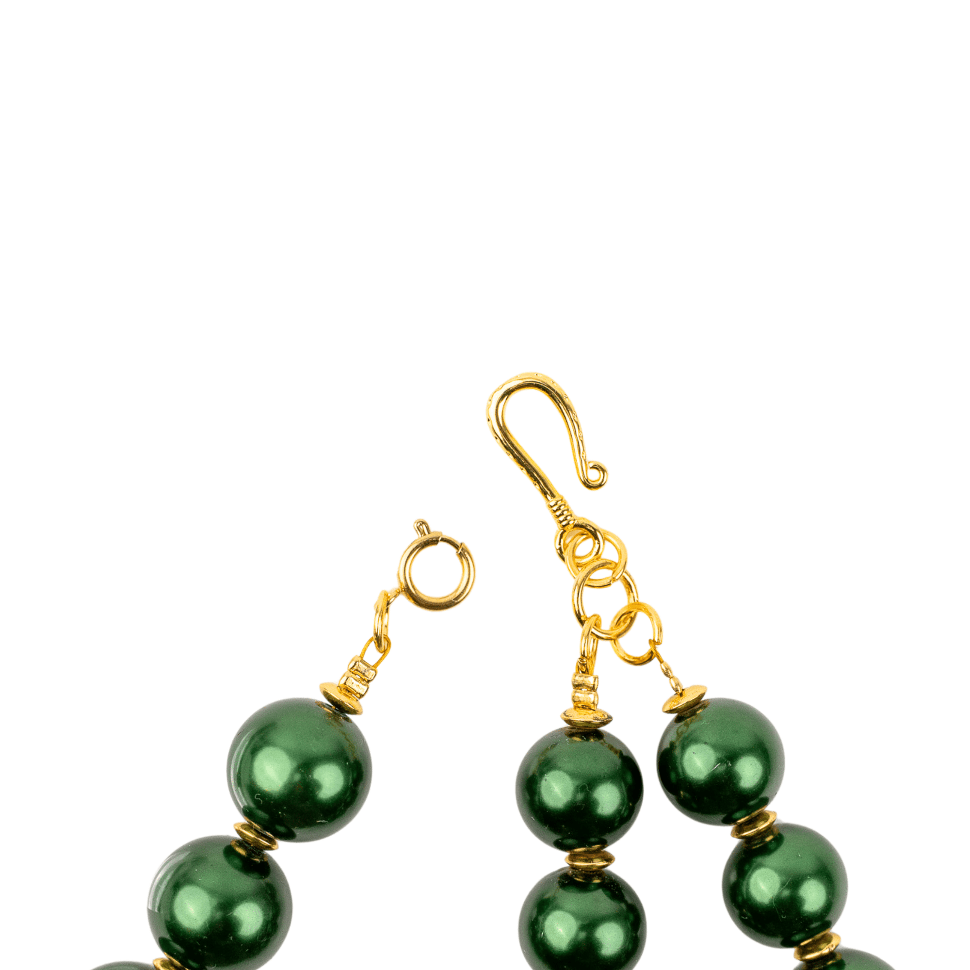 Diamonique Pearl 2 - in - 1 Chunky Necklace - Gilded Emerald,Necklaces, Sassy Jones,