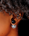 Diamonique Pearl Crystal Double Studs - Black Pearl,Earrings, Sassy Jones,