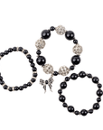 Diamonique Pearl Dainty 3pc Stretch Bracelet Stack - Black Pearl,Bracelets, Sassy Jones,
