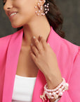 Diamonique Pearl Firework Earrings - Pink,Earrings, Sassy Jones,