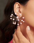 Diamonique Pearl Firework Earrings - Pink,Earrings, Sassy Jones,