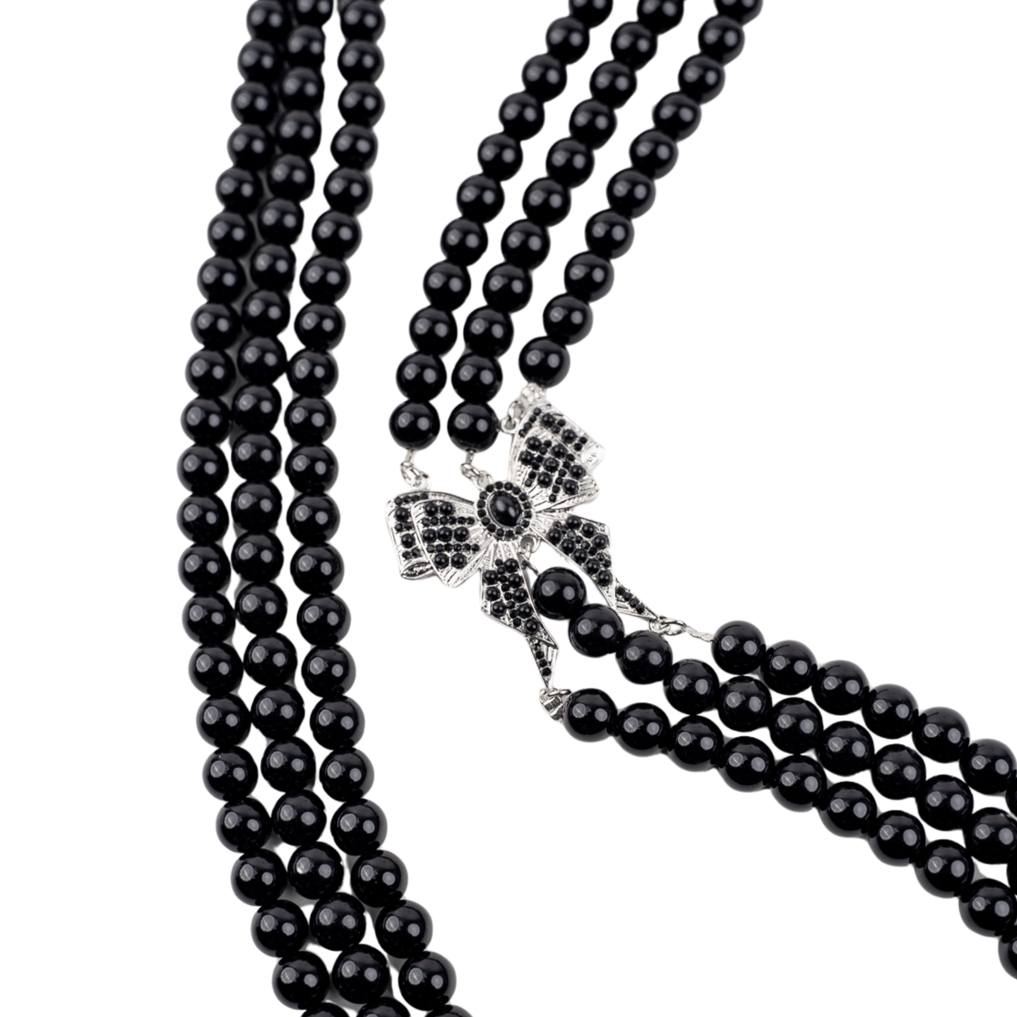 Diamonique Pearl Long Dress Chain - Black Pearl,Necklaces, Sassy Jones,