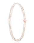 Diamonique Pearl Long Dress Chain - Iridescent/Rose Gold,Necklaces, Sassy Jones,