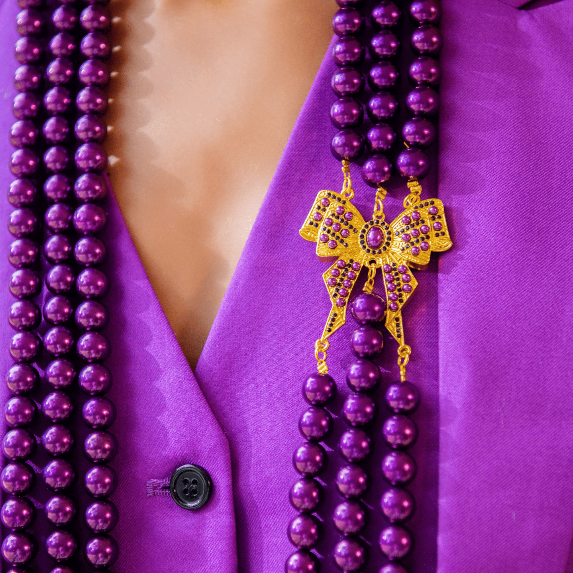 Diamonique Pearl Long Dress Chain - Purple Reign,Necklaces, Sassy Jones,