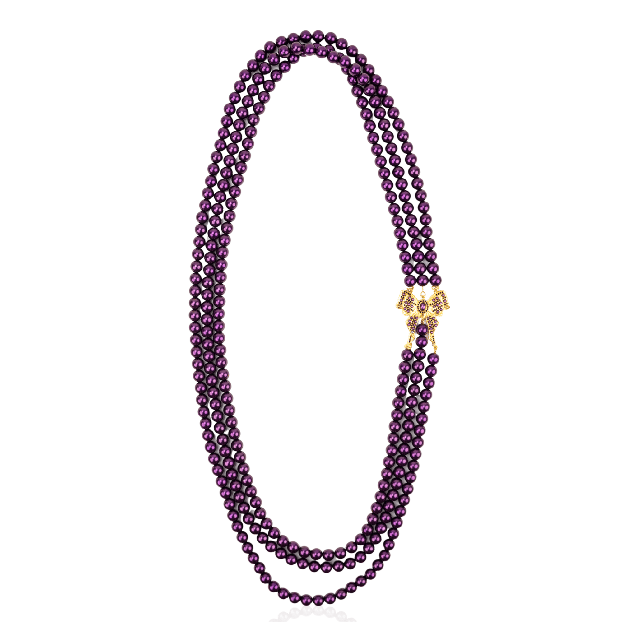 Diamonique Pearl Long Dress Chain - Purple Reign,Necklaces, Sassy Jones,