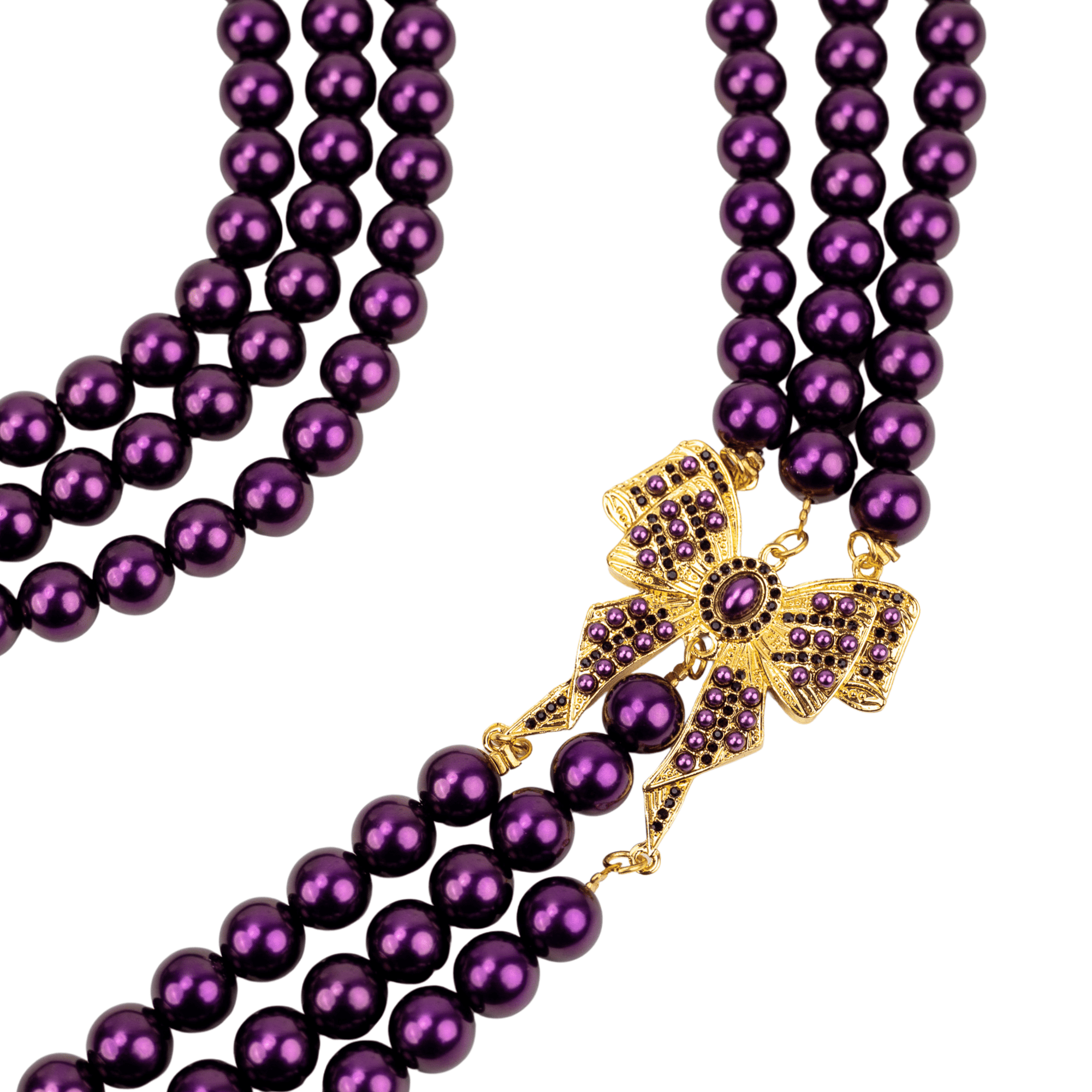 Diamonique Pearl Long Dress Chain - Purple Reign,Necklaces, Sassy Jones,