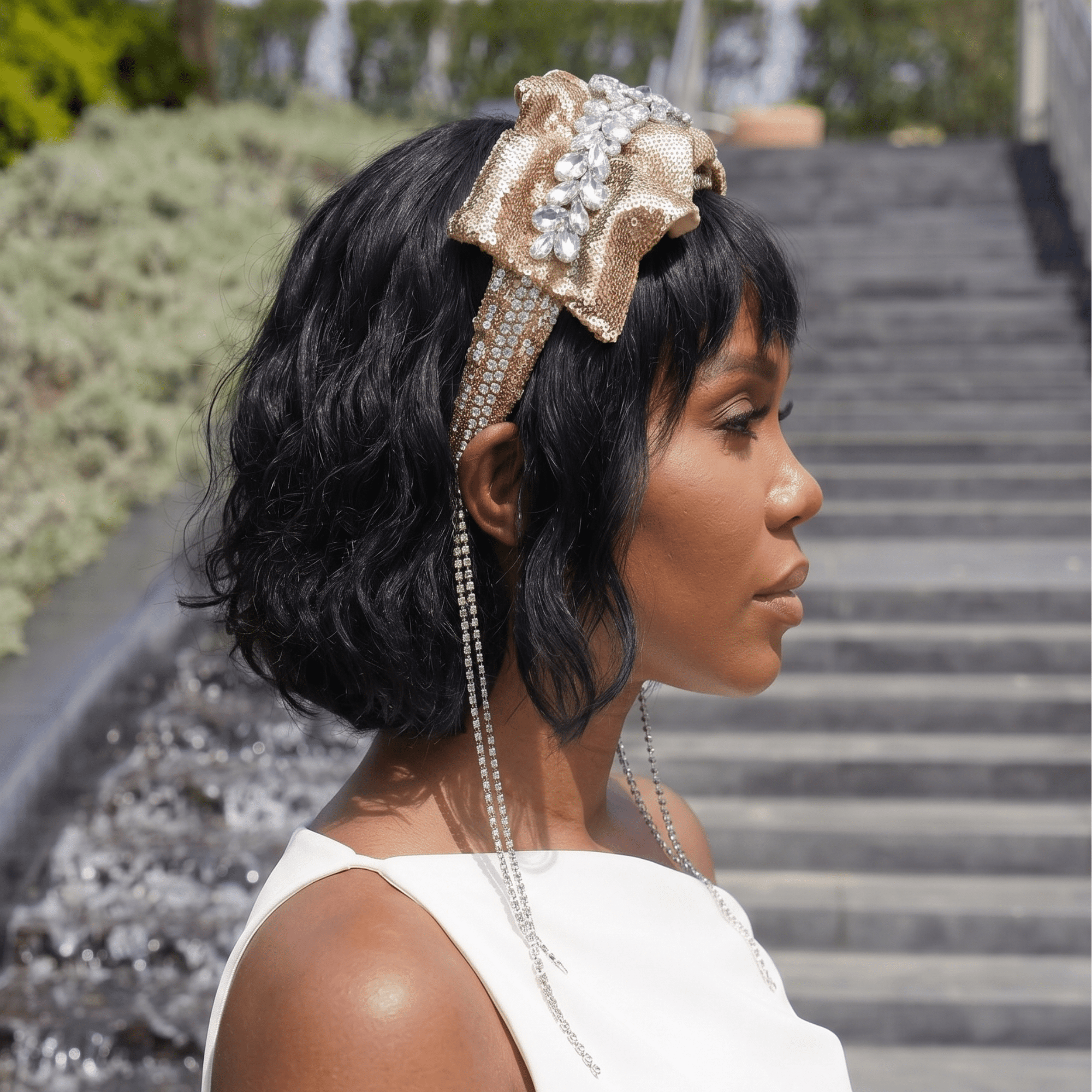 Diana Sequin Headband - Gold,Headbands, Sassy Jones,