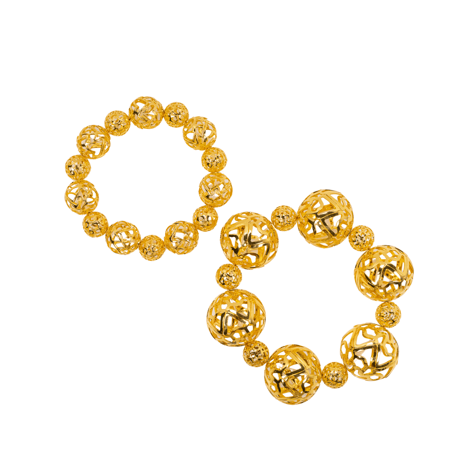 Dina Sculptural 2pc Stretch Bracelet Stack - Gold,Bracelets, Sassy Jones,