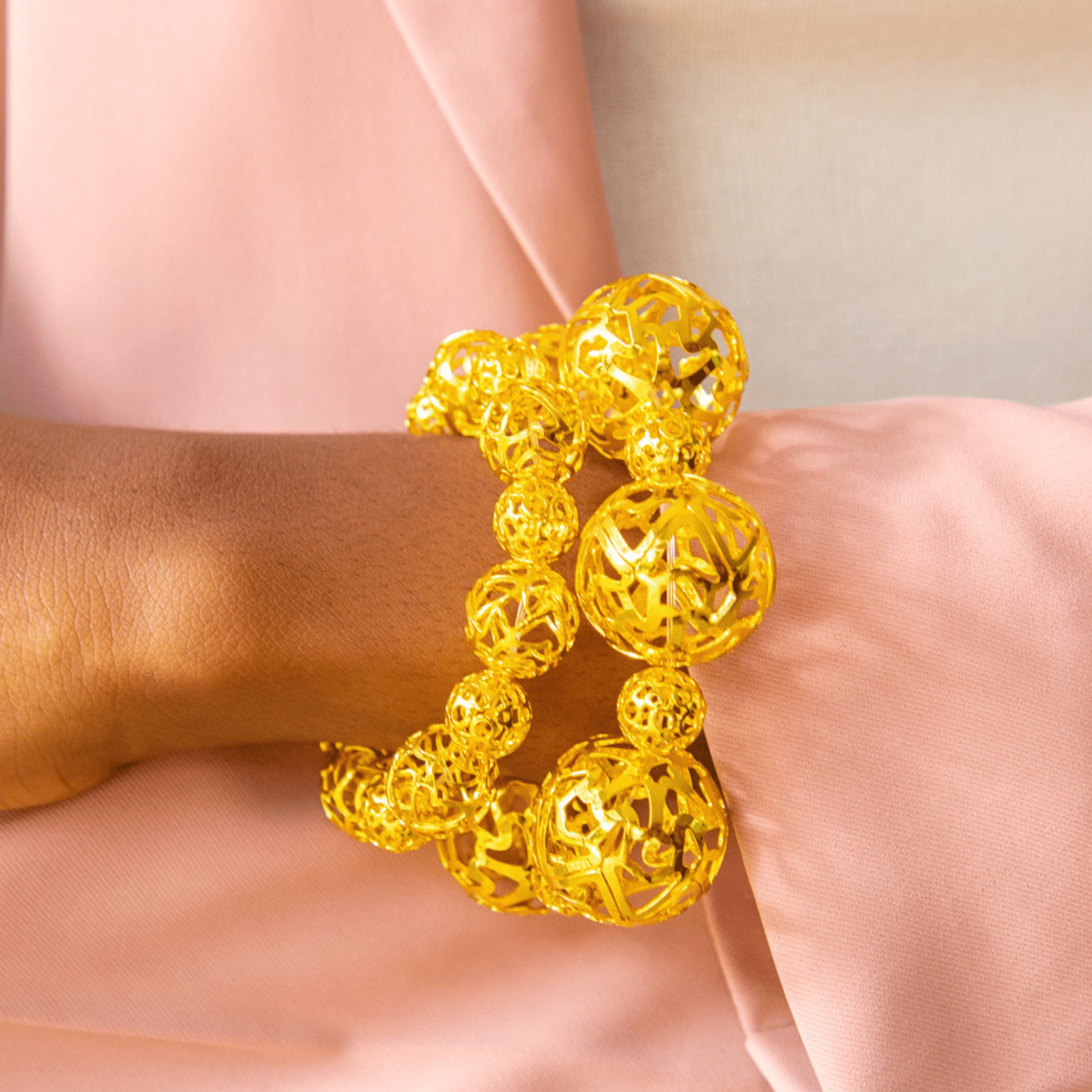 Dina Sculptural 2pc Stretch Bracelet Stack - Gold,Bracelets, Sassy Jones,