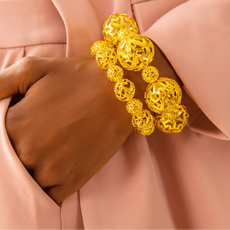 Dina Sculptural 2pc Stretch Bracelet Stack - Gold,Bracelets, Sassy Jones,