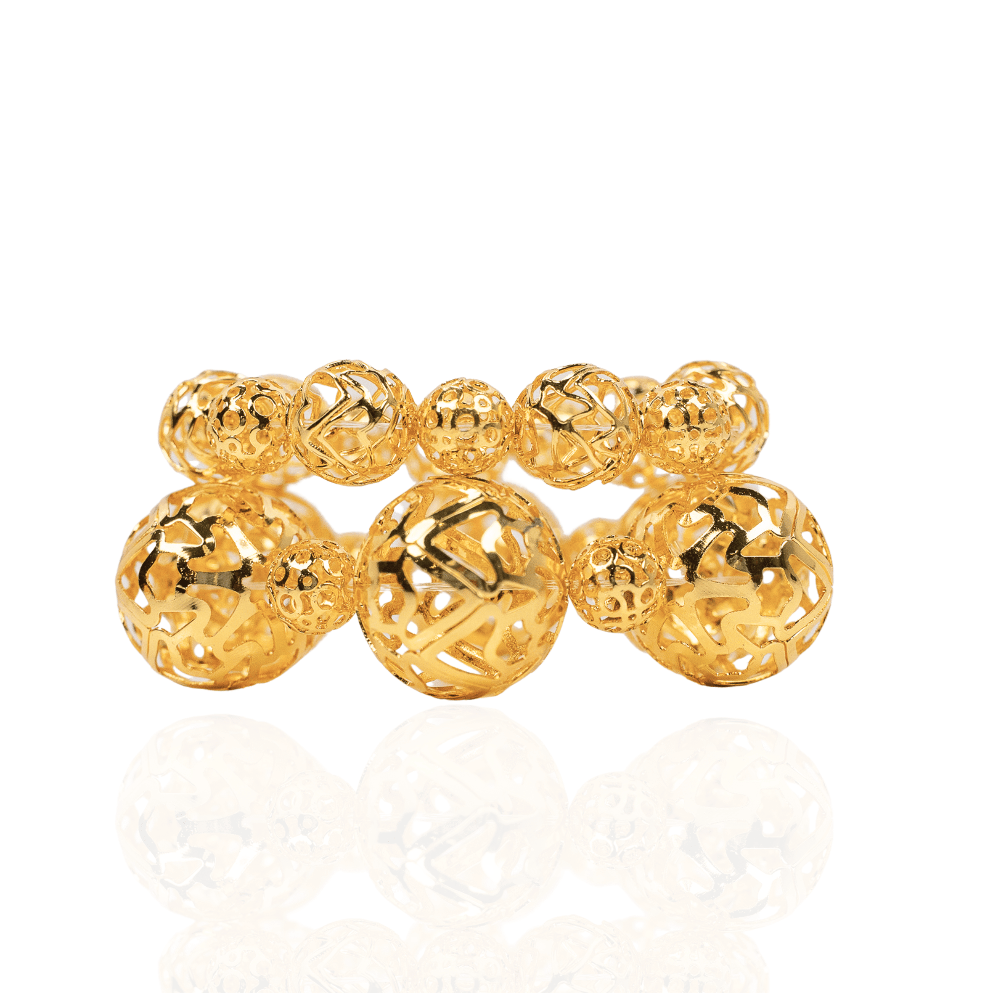 Dina Sculptural 2pc Stretch Bracelet Stack - Gold,Bracelets, Sassy Jones,