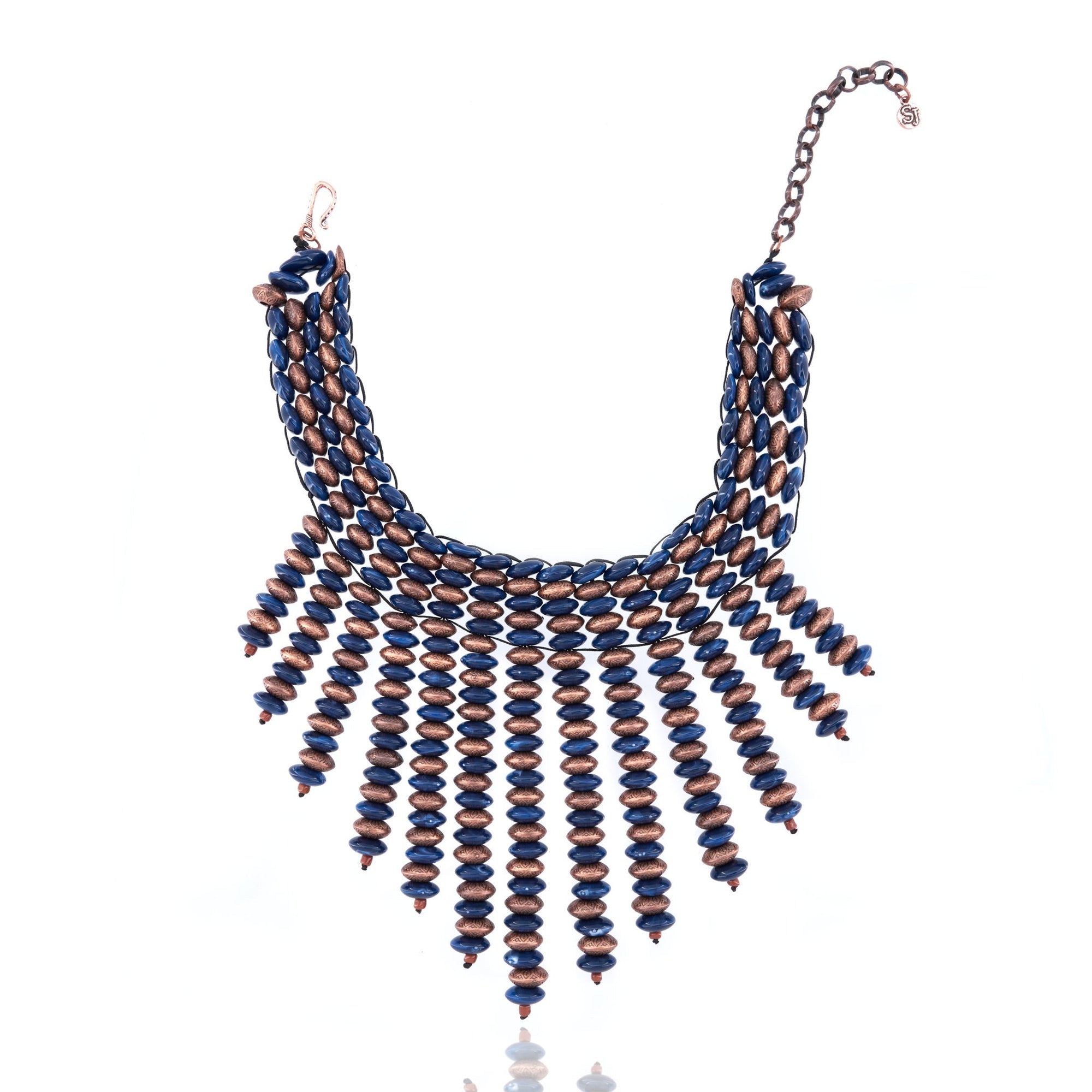 Ebony Bib - Blue Lapis/Bronze,Necklaces, Sassy Jones,