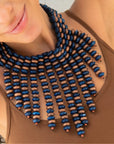 Ebony Bib - Blue Lapis/Bronze,Necklaces, Sassy Jones,