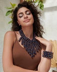 Ebony Bib - Blue Lapis/Bronze,Necklaces, Sassy Jones,