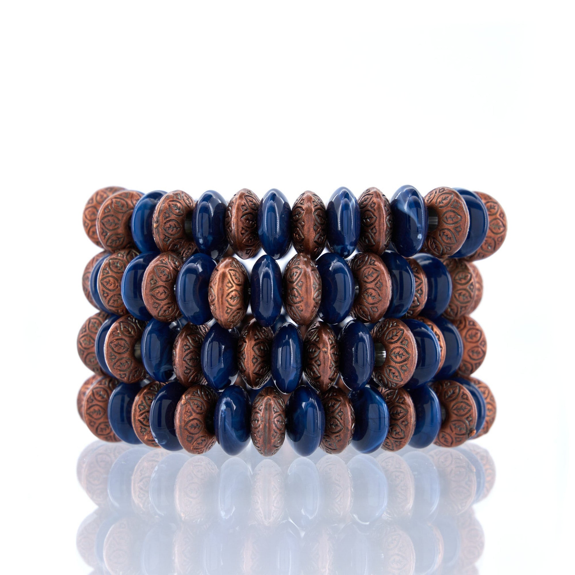 Ebony Bracelet Stack - Blue Lapis/Bronze,Bracelets, Sassy Jones,