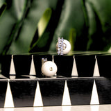 Ebony Diamond Double Studs - Rondelle Ivory